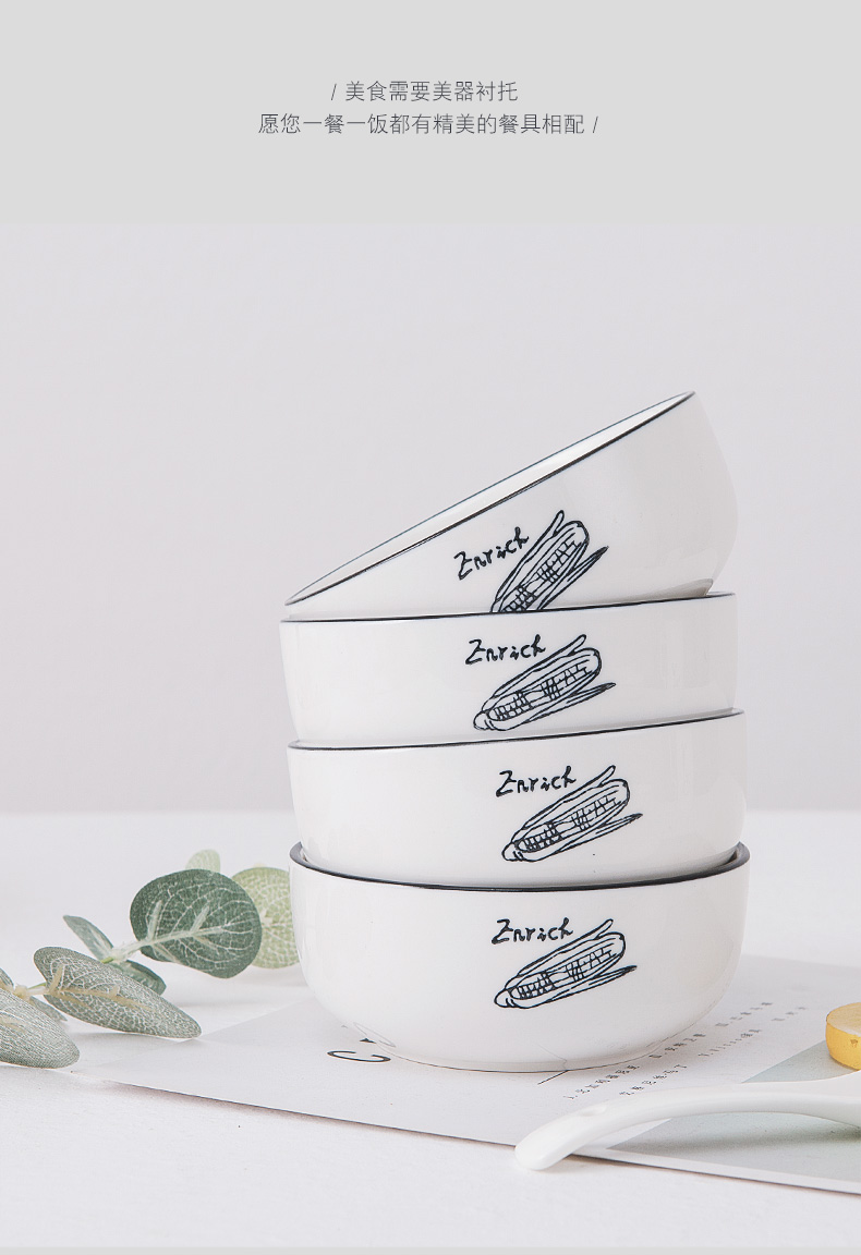 Nordic tableware of pottery and porcelain rice bowls of household rainbow such as bowl bowl bowl mercifully single ceramic bowl of fruit salad bowl