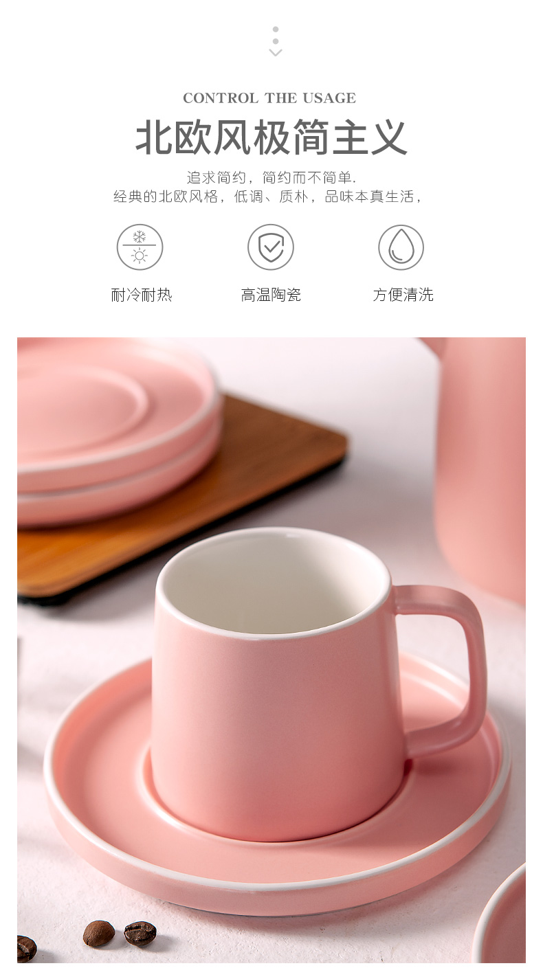 Nordic coffee cup suit household contracted Europe type camellia tea cup dish spoon afternoon suit ceramic water suit