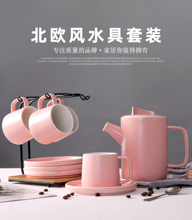 Nordic coffee cup suit household contracted Europe type camellia tea cup dish spoon afternoon suit ceramic water suit