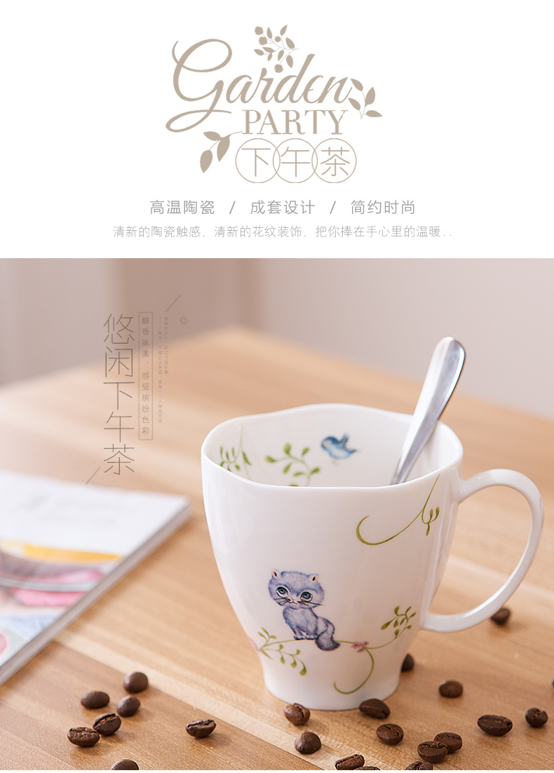 Creative mugs ceramic coffee cup northern rural wind water cup household flower tea cup cup of office