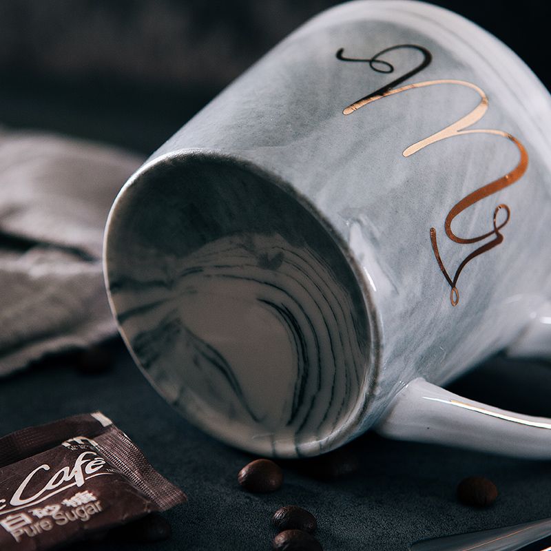Mark cup contracted Nordic coffee cup ins wind water cup men 's and women' s ceramic creative milk breakfast cup with a spoon