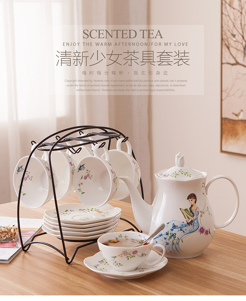 European rural wind scented tea tea set ceramic water set suit home sitting room glasses suit with glass teapot