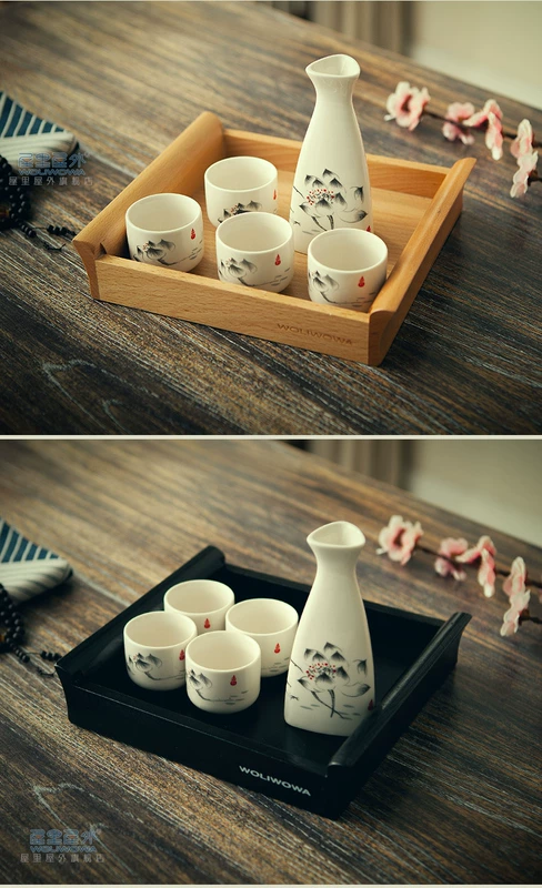 Sáng tạo phong cách Nhật Bản mực rượu vang trắng đặt nhà và gió rượu vang trắng chén gốm decanter rượu sake ly uống rượu mạnh