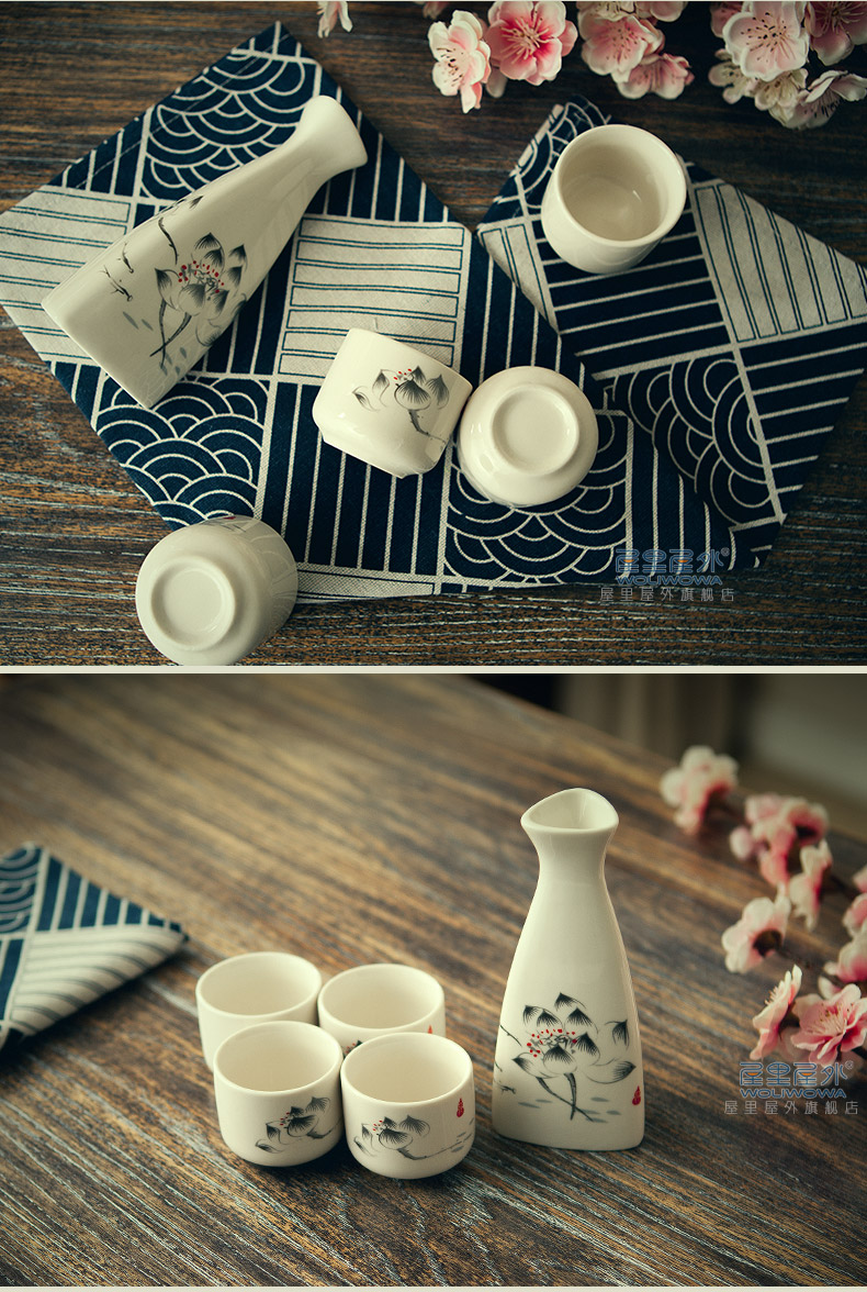 Sáng tạo phong cách Nhật Bản mực rượu vang trắng đặt nhà và gió rượu vang trắng chén gốm decanter rượu sake cốc uống rượu vang