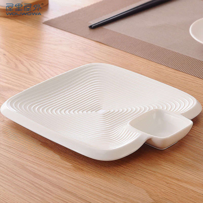 Ceramic square dumplings dumpling dish drop dish home fruit bowl Japanese sushi plate steamed dumpling with vinegar