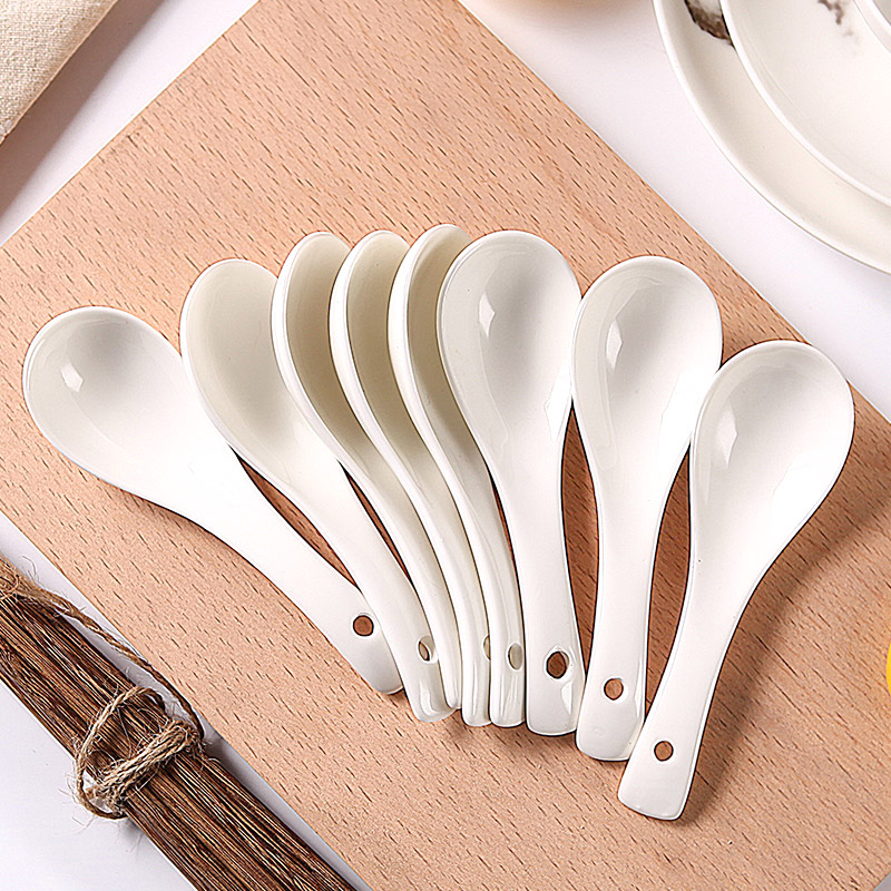 Ceramic small spoon, small spoon, smaller handle big spoon, contracted household white eat Japanese porridge spoon, run out of a spoon