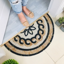 Semi-circular door mat European style Chinese flower marble floor mat entrance mat non-slip waterproof PVC wire ring foot mat