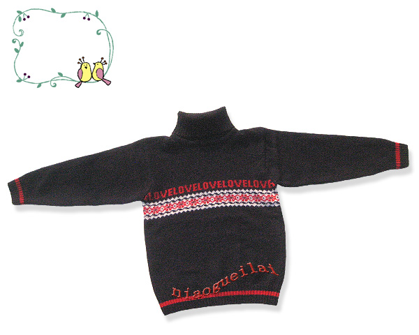 Winter children jacquard wool sweatshirt with two turtlenecks full fur coat high collar warm knit sweatshirt for boys and men