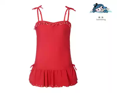 Export original single girl skirt swimsuit Children's one-piece sling thickened swimsuit middle and large children student girl 9-16