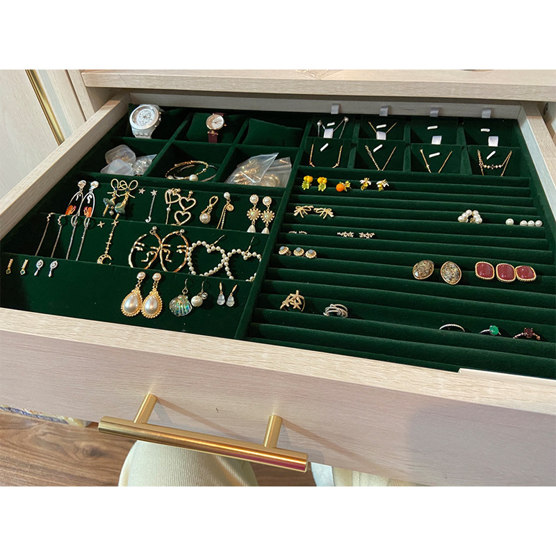 Custom Jewelry Cosmetics Containing Box Cloakroom Island Desk Drawer Leather Suede Numismatic Card Documents