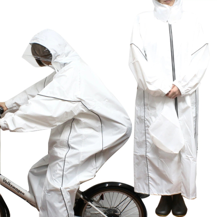 Free Shipping Original Surplus Export Stock Japanese Adult and Children's Long Raincoat with Backpack Space, Pure White, Lightweight