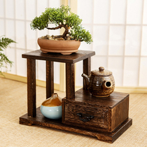 Japanese paulownia wood ancient shelf living room ornaments desktop tea stand art potted shelf storage box