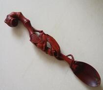 36 Antique antique porcelain Old goods Genuine boxwood carved bamboo root shape Blockbuster high tea spoon