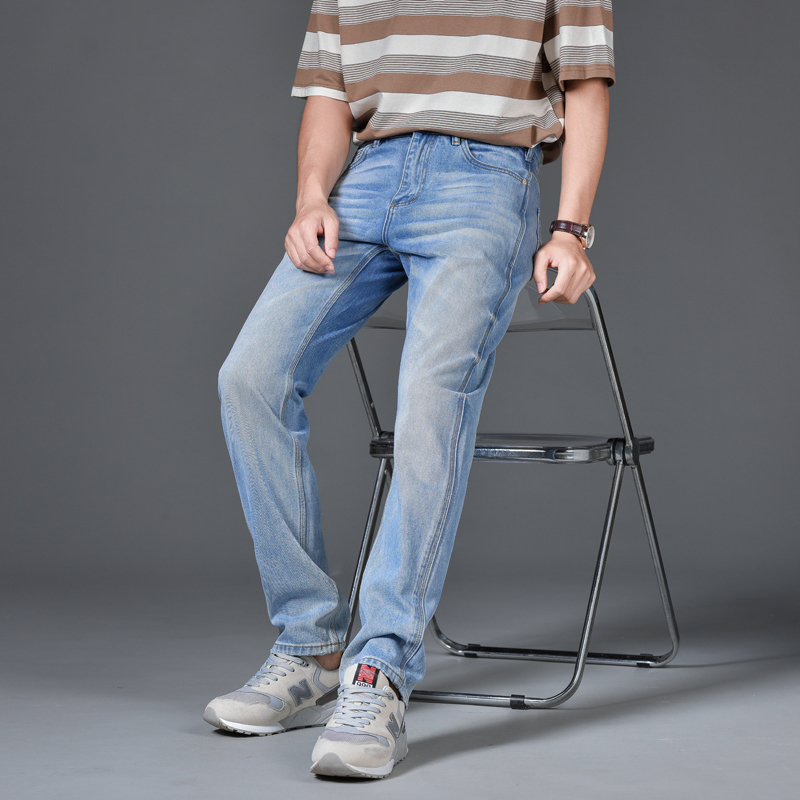 Menghu Ice Blue 12.8oz Classic Straight 100% Cotton Non-Stretch Denim Cleanfit Workwear Jeans H202