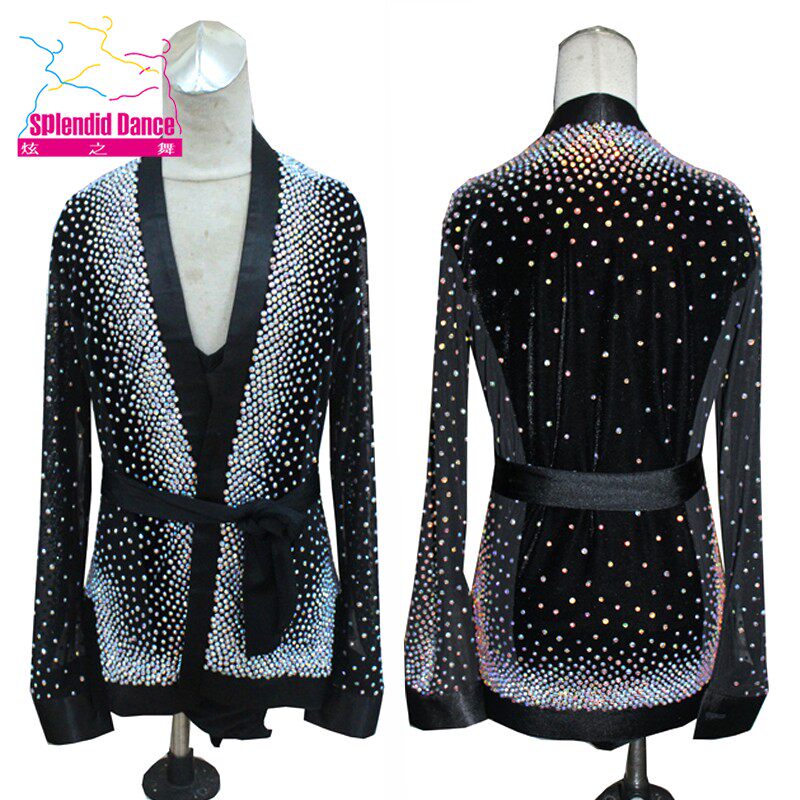 Dazzling dance boy 2 sets of shiny drill accessories tailored to the Latin dance outfit performance dress Conqueror K33