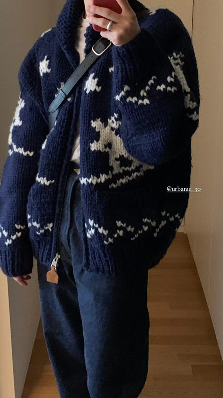 Korean Urbanic30 Handmade 100% Pure Wool Ski Sweater Retro Thick Sweater Coat Knitted for Women Korean Urbanic30 Handmade 100% Pure Wool Ski Sweater Retro Thick Sweater Coat Knitted for Women