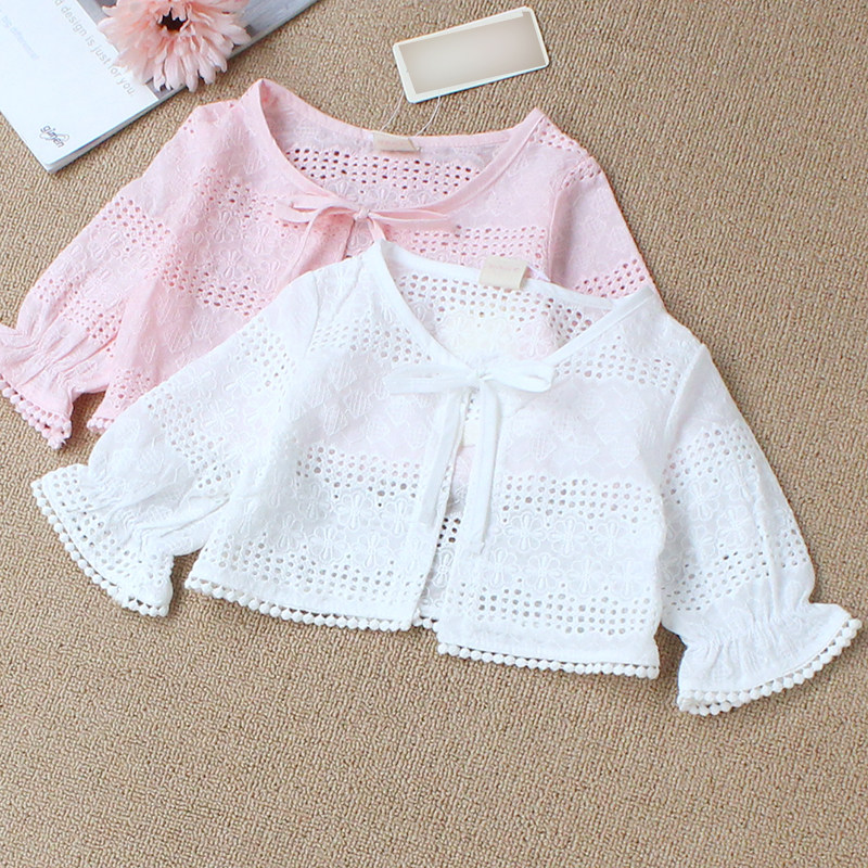 Baby small shawl shoulder summer cotton thin section 50% sleeve sunscreen child air conditioning cardiovert princess kan shoulder girl short outlap
