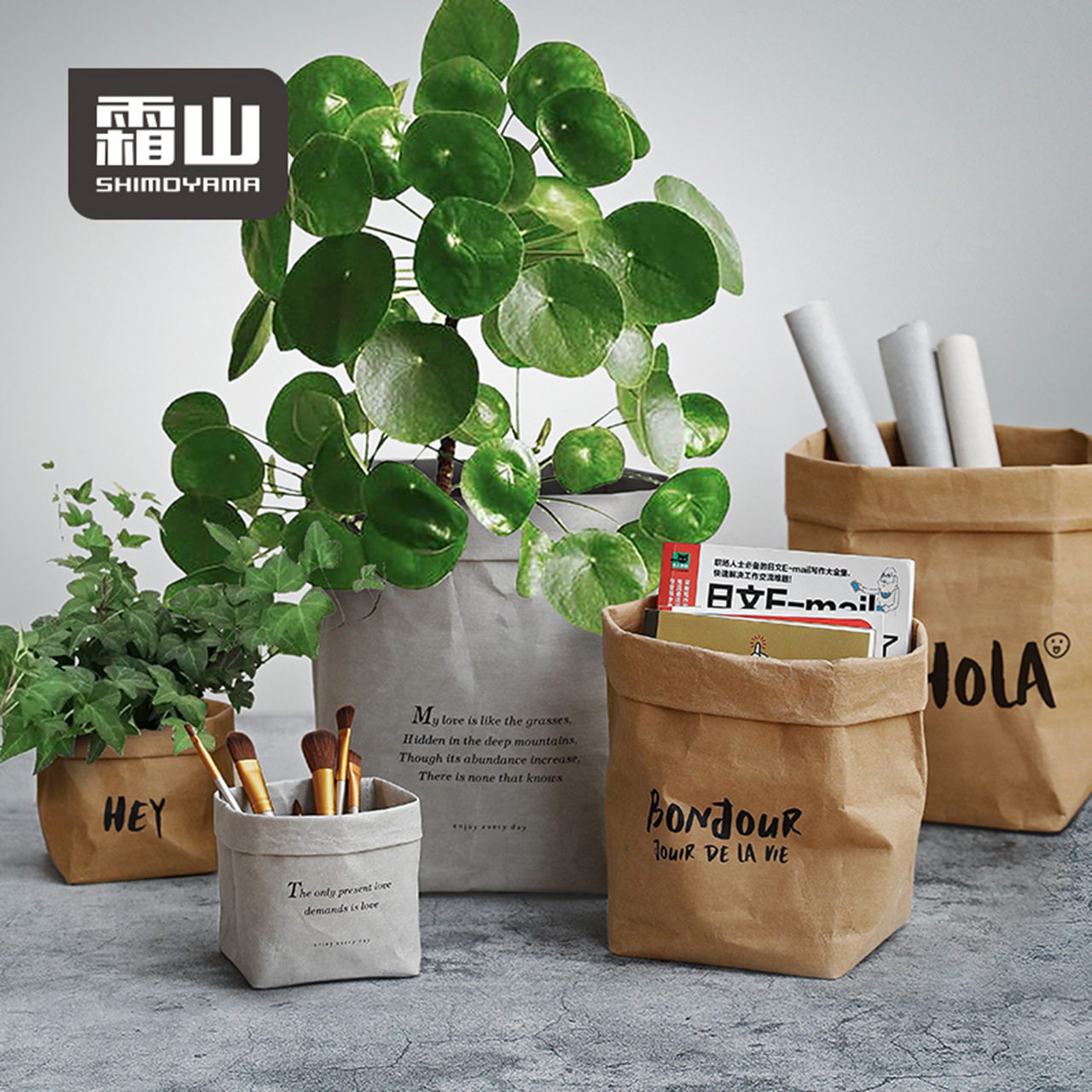 Frost Mountain kraft Paper bag washable with rinsed wind photo kitchen fridge collection bag Waterproof Food Bag Flower Pot bagging