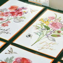 Flowers Cubist Teachers Day Grateful greeting card send teacher Creative Korean version Tian Yuan Garden Wind hand Write a blank birthday Universal blessings card Christmas Thanks to the reply message cards WISH-2023
