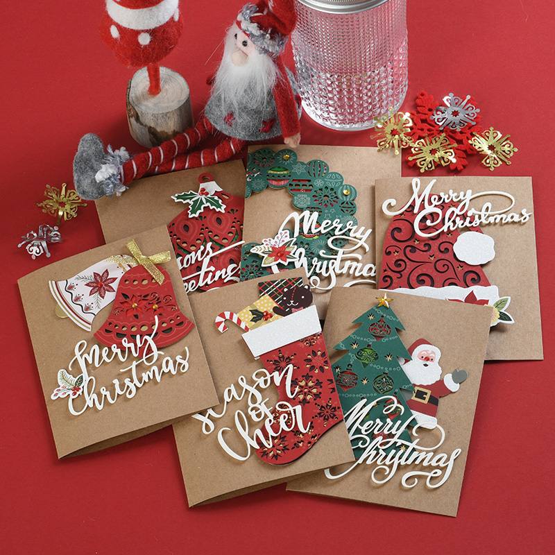 Yihe Nuo thickened kraft paper multi-layer decal greeting card Business vintage card Kraft paper handmade Christmas Card 2006