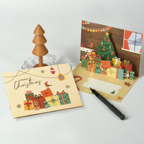 Christmas Cards Solid 3d Paper Engraving Folded Hand Homemade Diy Message Handwritten Christmas Christmas Eve New Year Blessings Card Creative Ins Wind Cute Thanksgiving Gift Cards Business Tailor 2206