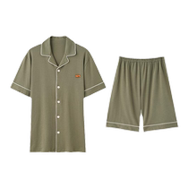 Pure cotton mens pajamas summer thin 2024 new large size short-sleeved shorts boys can wear outside home clothes set