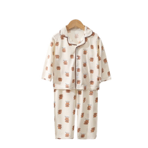 Boys pajamas summer childrens Modal home clothes ice silk thin little boy stand collar long-sleeved baby air-conditioned clothes