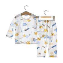 Childrens pajamas pure cotton baby air-conditioned clothes summer thin cotton medium to large boys and girls long-sleeved home clothes set