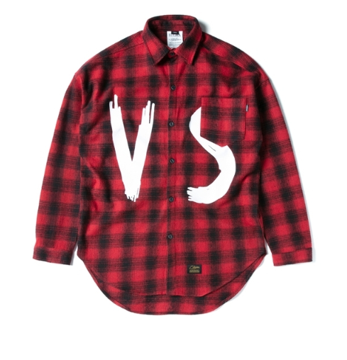 Professional Korean men's clothing Stigma autumn winter fashion new VS letter plaid shirt