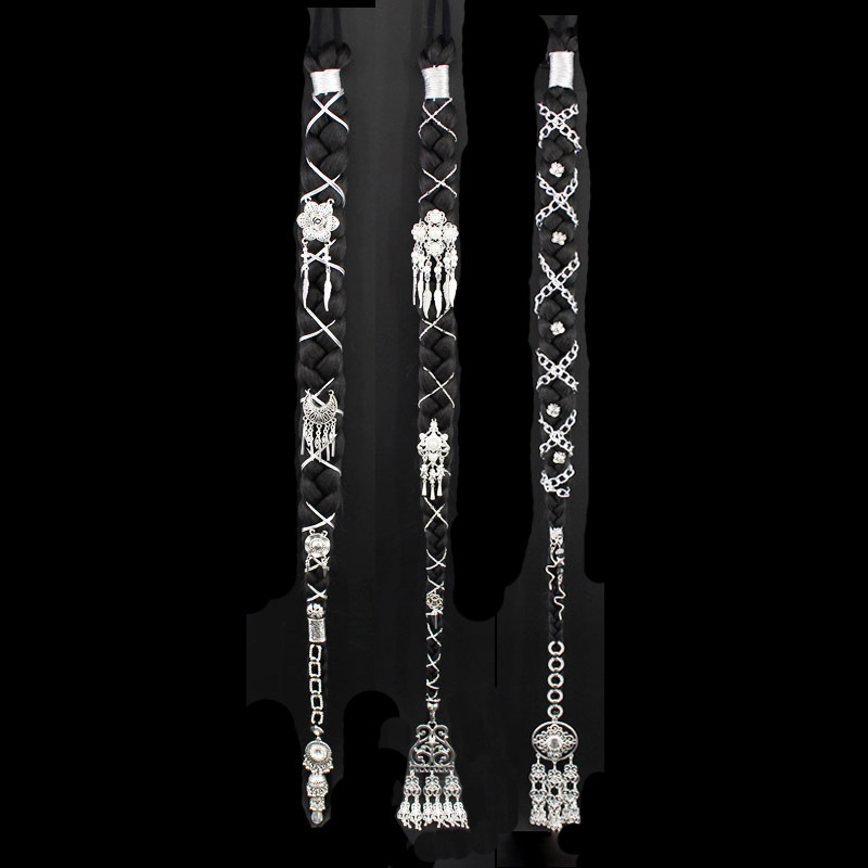 New Handmade Kazakh Braids, Xinjiang Twist Braids, Miao Silver Thread Braids, Ethnic Style Wig Braids