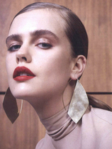 Single very simple fashion geometric irregular metal wind exaggerated big earrings personality atmospheric concave shape earrings