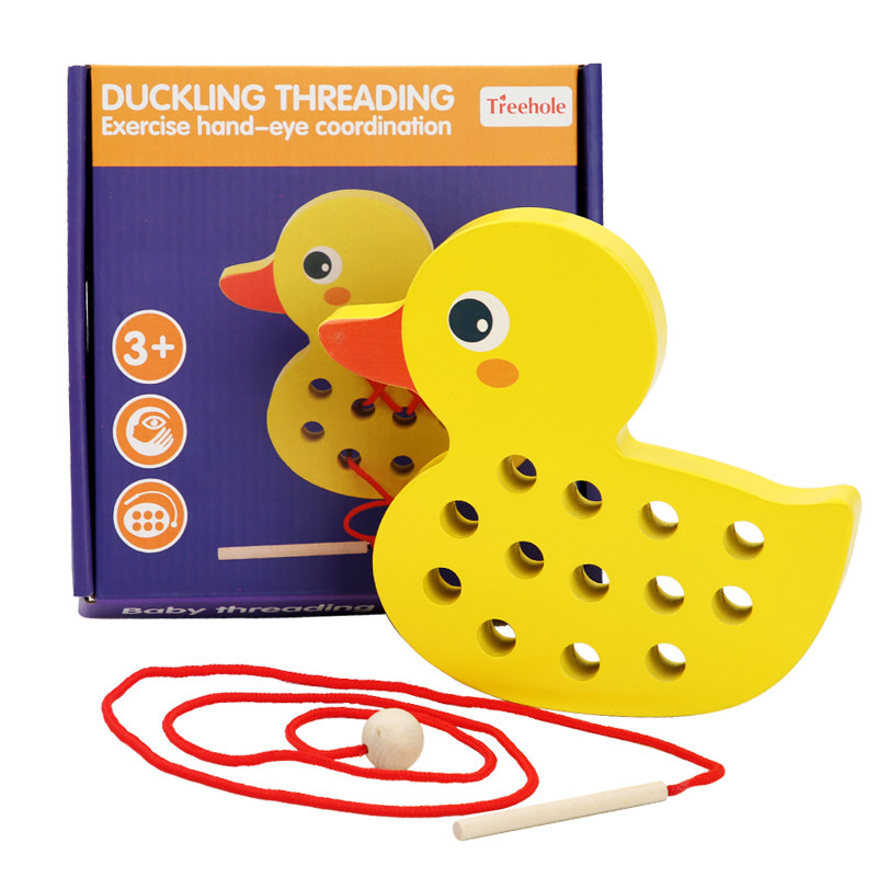 Early teaching threading through rope fine action hand-eye coordination toy 1-2-3-year-old small class kindergarten children teaching aids
