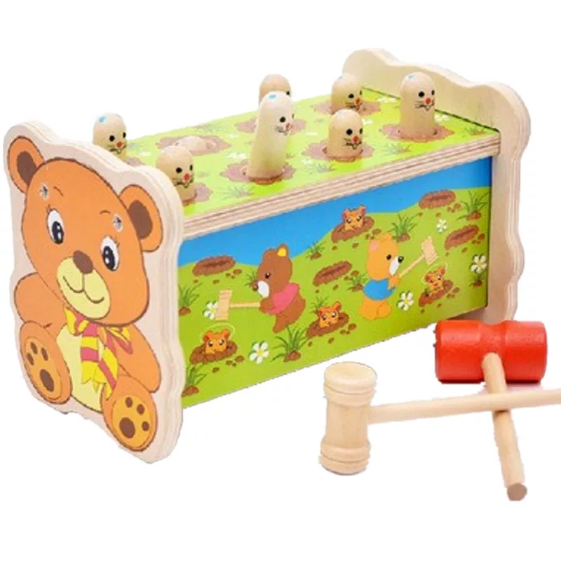 Wooden drums for early age anti-stress \"Gopher\", toy, Birthday gift