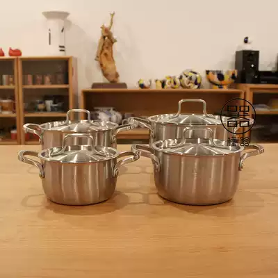 304 thick stainless steel milk pot 14cm baby food supplement pot double ear soup pot instant noodle bowl Bowl handle milk pot