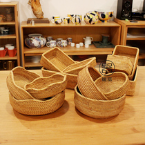 Rattan storage basket hand-woven fruit tray bamboo storage basket exotic snacks candy tray