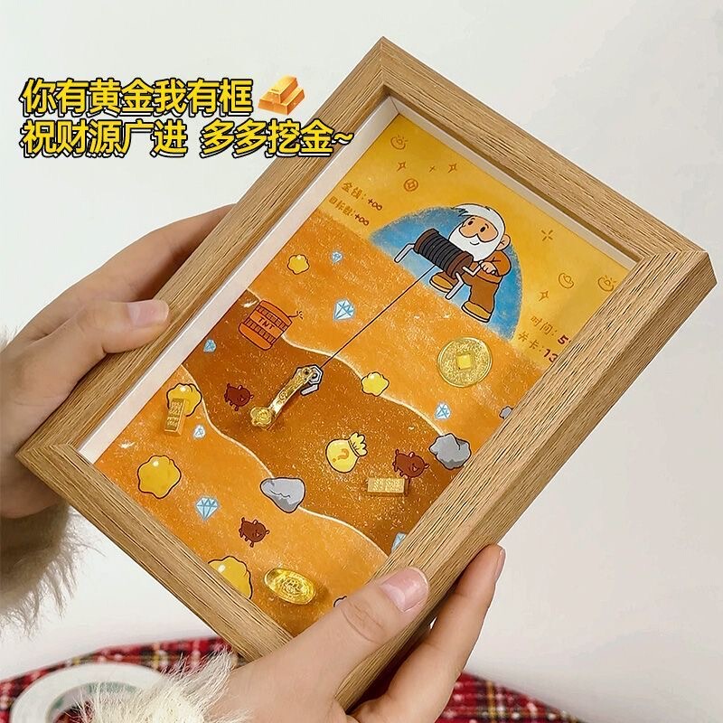 DIY Gold Miner Photo Frame Ornament, Free Creative Photo Frame Display Stand, Bedroom Bedside Table Fun Decorative Picture Frame