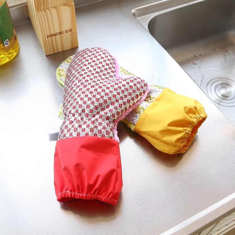 Home dishwashing gloves Durable double-sided waterproof thickened non-oil household cleaning kitchen magic magic oil towel