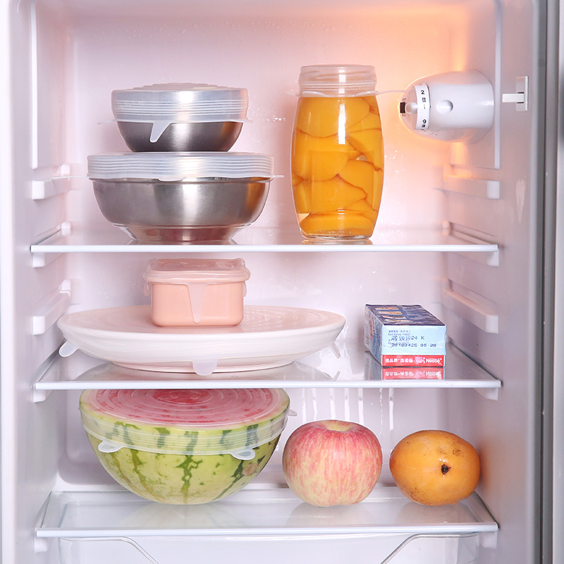 Japanese silicone 6-piece set universal fresh-keeping cover food-grade bowl cover sealing sleeve household plastic wrap artifact cover refrigerator