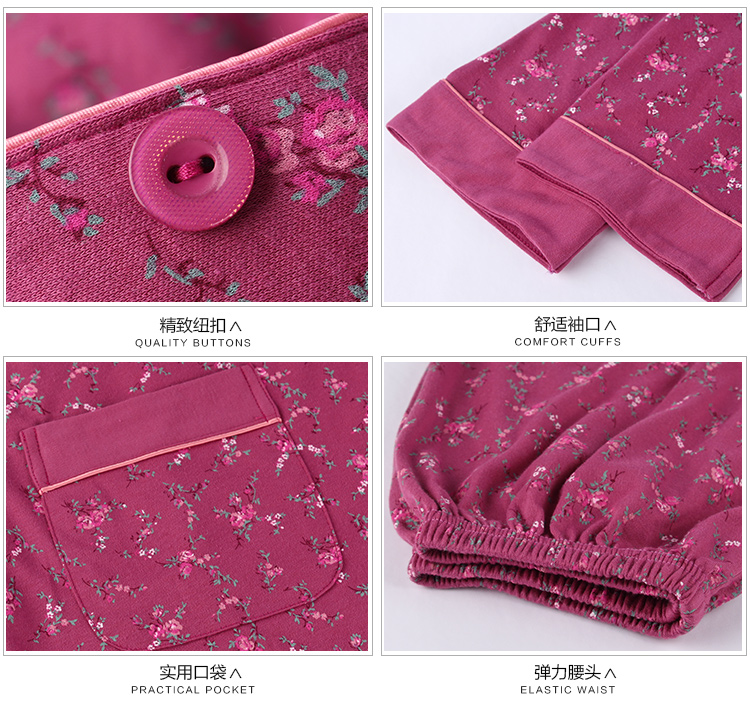 Bộ đồ ngủ nữ mùa xuân và mùa thu cotton dài tay phù hợp với bà mẹ trung niên XL phần mỏng có thể mặc ngoài dịch vụ tại nhà pijama lụa cao cấp