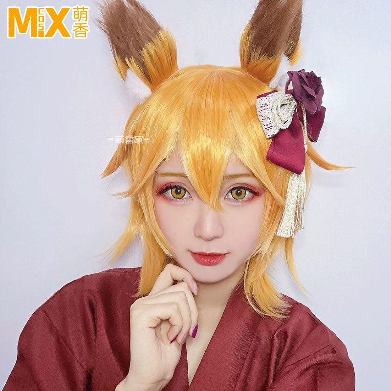 Meng Xiangjia cô vợ trẻ đức hạnh Miss Fairy Fox tóc giả Miss Fairy Fox tóc giả màu gradient tóc ngắn ngược cong vênh cosplay - Cosplay