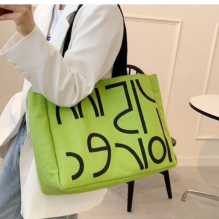 Nihaojewelry Wholesale Simple Contrast Color Letter Large-capacity Canvas Bag display picture 7