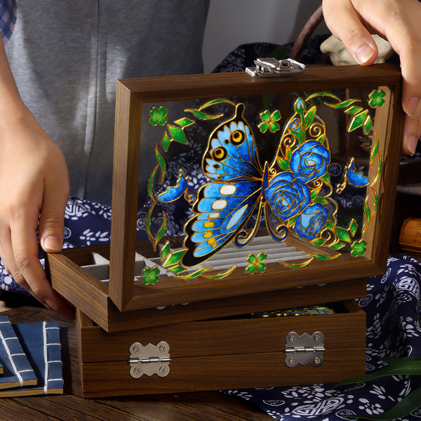 No-Filigree Enamel Jewelry Box DIY Handmade Materials Cloisonné Storage Box High-End Salon Team Building Activity Gift
