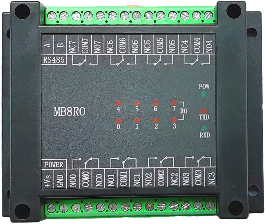 MB8RO switch output module 8 relay outputs isolated RS485 MODBUS RTU communicati