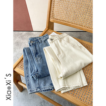 Little Him) 2022 springtime Harlan loose water washed with slim straight cylinder Balloon Old Daddy Broadlegged Jeans Children