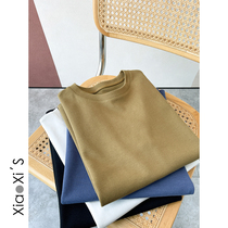 Little Hijibe) 2022 Round-collar casual commuter short sleeve hit undershirt T-shirt female Korean version 100 lap pure color laminated blouses