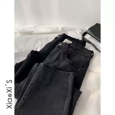 Xiao Xi Jia) thin is the truth 2021 spring and autumn black Joker ankle-length pants stretch jeans straight pants women