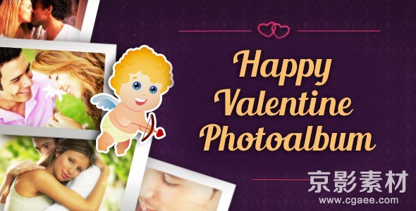 AE模板-情人爱情卡通相册展示片头 Happy Valentine Photoalbum