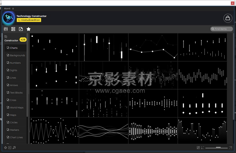 AE脚本-600个科技感HUD信息数据故障场景UI界面元素动画预设 Technology Constructor