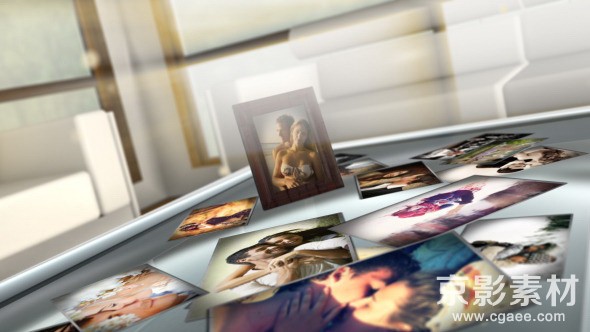 AE模板-浪漫记忆婚礼照片幻灯片展示片头 Love photo frames