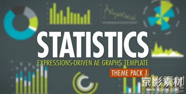 AE模板-实用数据图表柱状图饼图MG动画元素 Statistics Theme Pack 1